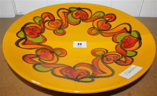 Poole dish, Yellow Delphis, pattern 54(-)